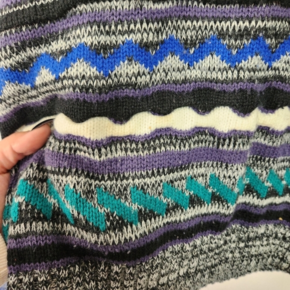 Vintage 3D Knit Coogi Style 90s Neon Knit Sweater Mens Streetwear Hip Hop retro - Picture 6 of 11